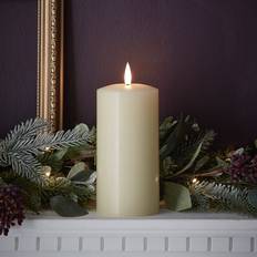 Interior Details Lights4fun Large TruGlow Pillar Battery Flameless 15cm Real Ivory Wax LED Candle