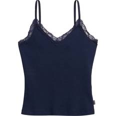 Superdry Linnen Superdry Damen Essential Trägertop mit Spitzenbesatz - Marineblau