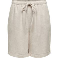 Dame - Hør Shorts Only Onlsiesta Mellemhøj Talje Loose Fit Shorts - Sand