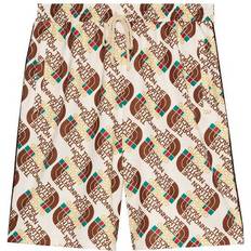 Gucci Shorts Gucci Men's Crossover SS21 Webbing Printing Plain Weave Knit Shorts - Ivory