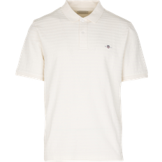 Gant Vita Pikétröjor Gant Herr Regular Fit Randig Pikétröja Med Textur