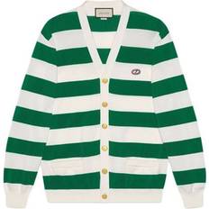 Gucci Cardigans Gucci GG Striped Knitted Cotton Cardigan For Men - Green