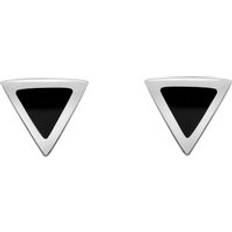 Jewellery C W Sellors Sterling Silver Whitby Jet Dinky Triangle Stud Earrings