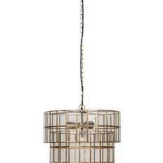 Nkuku Kirindi 2 Tier Glass Panelled Chandelier Antique Brass Pendant Lamp