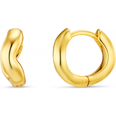 18k - Gold Earrings Orelia Round Wave Huggie Hoop Earrings - Gold