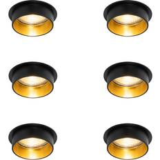 QAZQA Spotlights QAZQA Set of 6 Modern Recessed Spotlights Black with Gold Interior Spotlight