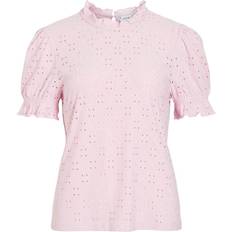 Lila Blusar Vila Brodyrprydd Kortärmad Topp - Rosa
