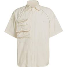 Adidas Men Shirts adidas Men's Solid Color Single Breasted Short Sleeve Shirt - Beige