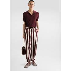 Multifärgade Pikétröjor Dolce & Gabbana Ribbed Knit Cotton Polo Shirt Burgundy