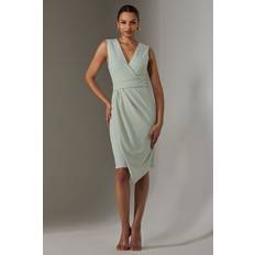 Sleeveless Wrap Front Midi Dress - Light Green