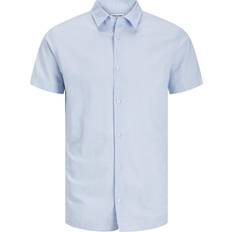 Bomuld Skjorter Jack & Jones Jjbreeze Linen Blend Shirt Ss Sn Jnr Blue