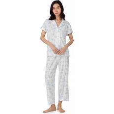 Lauren Floral Pointelle Cropped Pyjama Set - Blue