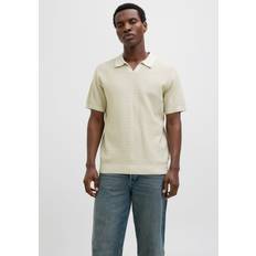 Jack & Jones Polotrøjer Jack & Jones Poloshirt JprcCeaston Knit Split Neck SS SN Hvid