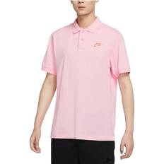 Nike Pink Polo Shirts Nike Sportswear Solid Color Logo Embroidered Short Sleeve Polo Shirt - Pink