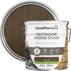 Dark oak wood stain GoodHome Outdoor Dark Oak Satin Quick Dry Wood Stain 2.5L