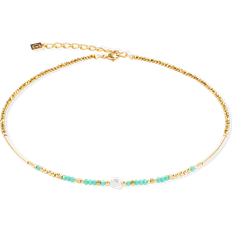 Glass Necklaces Coeur de Lion Elegance Pearl Necklace - Gold/Green/White
