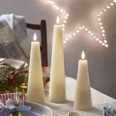 Candles & Accessories on sale Lights4fun TruGlow LED Kerzen Trio Kegelform Elfenbeinfarben Warm White LED-Licht