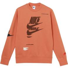 Nike Orange Jumpers Nike Sportswear Sport Logo Printing Fleece Round Neck Pullover - Orange