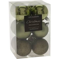 Kerstversieringen Kerstballen Mix Plastic Ø6cm Licht Groen 12st