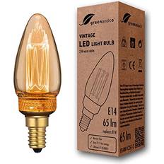 Greenandco LED Vintage Retro Glödtråd Edison Stil E14 C35 2W 65lm 1800K