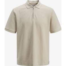Beige Pikétröjor Jack & Jones Pikétröja Med Dragkedja Beige