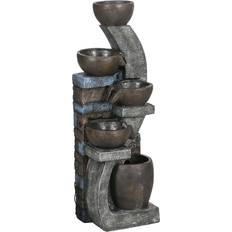 OutSunny Gartenbrunnen 37L x 35W x 107H cm Grau Braun