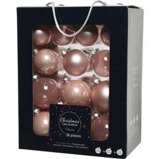 Kerstversieringen Decoris Kerstballen Glas 5-6-7 cm Roze 26st