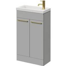 Napoli Gloss Grey Pearl 500mm Slimline Floor Standing 2 Door Vanity Unit