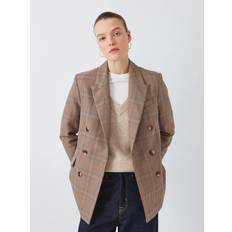 Denim Blazers John Lewis Double Breasted Blazer - Natural Check