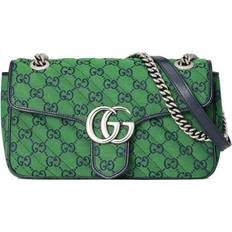 Gucci Green Bags Gucci Leather GG Marmont Multicolor Logo Single-Shoulder Bag - Green/Blue