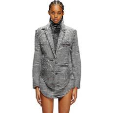 Denim/Jeanstyg Kavajer Diesel Blazer En Denim Prince-De-Galles À Effet Vieilli - Gris