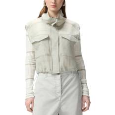 Beige - Women Vests Pinko Veste Sans Manches Légère Façon Gilet - Gris Perle