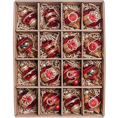 Valery Madelyn 16pcs Glass Baubles Pack 7-9cm Luxury Red and Gold Christmas Tree Ornament