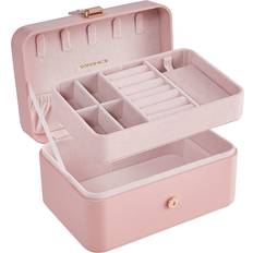 Songmics 2-Layer Portable Jewellery Box - Jelly Pink