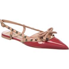 Valentino Low Shoes Valentino Rockstud Bow Patent Slingback Ballerina Flat