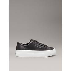 Calvin Klein Leather Platform Trainers Low Sneakers - Black