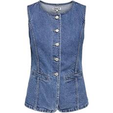 Hvid Veste Only Giulina Button Vest DNM Medium Blue Denim