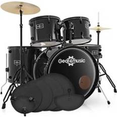 Gear4music BDK-1 Full Size Starter Drum Kit Practice Pack Black
