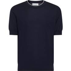 Strik Sweater Med Rund Hals Og Korte Ærmer - Blå