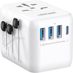 Electrical Accessories Lencent Universal Travel Adapter with 1 USB C and 3 USB A Ports