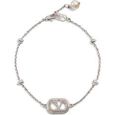 Valentino Garavani Vlogo Signature Bracelet In Metal Pearls And Swarovski Crystals - Woman