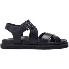 Skor Moda In Pelle Moda in Pelle Shoon Liner Leather Double Cross Strap Sandals - Black
