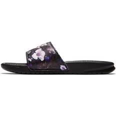 Nike Purple Slides Nike Benassi JDI Print Floral - Black Purple