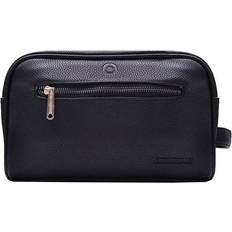 Faux Leather Toiletry Bags Lambretta Travel Overnight Toiletry Target Wash Bag - Black