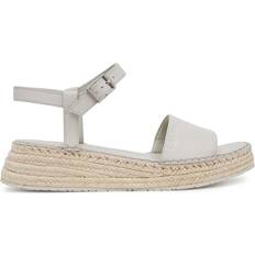 Hvid Sandaler med hæl på tilbud Calvin Klein Leather Espadrille Platform Sandals - Beige