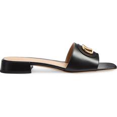 Valentino Sko Valentino Sort Læder Sandaler Med VLogo - Sort