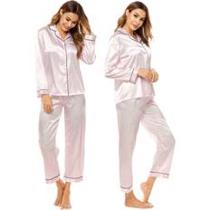 Swomog Pajamas Set Long Sleeve Sleepwear - Pink Leopard