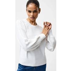 Linen Jumpers French Connection Lily Cable Sleeve Jumper - White