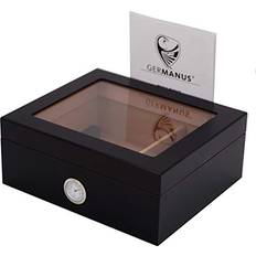 Rökningstillbehör Germanus Humidor Med Äkta Glastopp Svart Skönhet