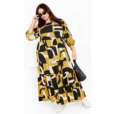 Avenue Midi Dresses Avenue Plus Size Women's Gia Dress - Mustard Print